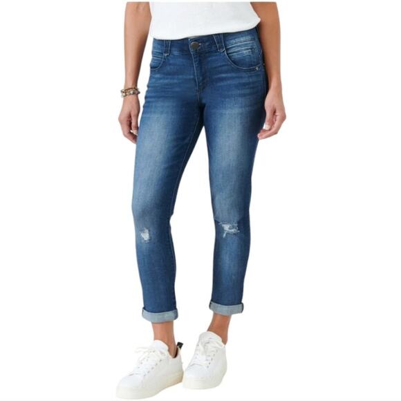 Democracy "Ab"solution® Blue Ankle Skimmer Distressed‎ Jean Plus Size 24 W New - Picture 4 of 15